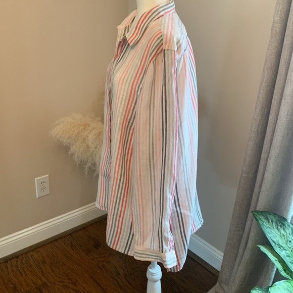 J. Jill Love Linen Essential Shirt Granite Multi - Picture 3 of 10